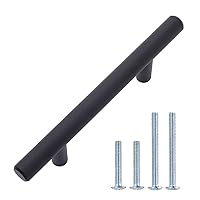 Amazon Basics Euro Bar Cabinet Handle (1/2-inch Diameter), 5.38 in Length (3 in Hole Center), Flat Black, Pack of 10, AB1500-FB-10
