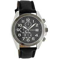 Oozoo Watch with Leather Strap Special Item Dispenser Sale Remaining Stock Outlet at Reduced Price Variant 1, C6199 - Black/Black