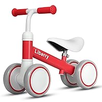 Liberry Baby Balance Bike for 1 Year Old Girls, 4 Wheels Toddler Balance Bike with Adjustable Seat, 12-36 Months Infant's First Birthday Gift (Red)