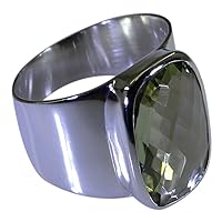 Natural Green Amethyst Ring for Men Sterling Silver Birthstone Handmade Size 5,6,7,8,9,10,11,12