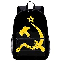 Russian Soviet Flag Hammer and Sickle 17 Inch Laptop Backpack Lightweight Work Bag Business Travel Casual Daypack