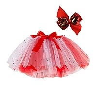 Layered Rainbow Tutu for Little Girls 10 Layer Short Ballet Skirt Princess Clubwear with Hairbow (2T-11T)