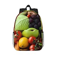 Fresh Fruits and Vegetables Print Backpack for Women Men Lightweight Laptop Bag Casual Daypack Laptop Backpacks 15 Inch