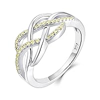 YL Celtic Ring 925 Sterling Silver 5A Cubic Zirconia Anniversary Eternity Infinity Celtic Knot Ring for Women