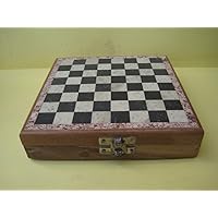 Unique Design Handmade fine Workmanship Pieces and Marble Chess Board | Classic Style Ambassador Game Collection Chess Set Folding Crafted Tournament Chess Board Game Set Weighted Popular (6x6 inch)