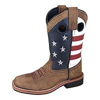 Smoky Children's Kid's Stars And Stripes Vintage Brown Leather Western Cowboy Boot