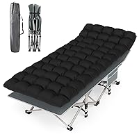 Suteck Camping Cot, Folding Camping Cot Bed for Adults Sleeping 1200D Double Layer Oxford Portable Folding Outdoor Cots for Camping W/Soft Pad Carry Bag for Home Office Nap Beach Travel