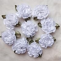 100pcs Satin Ribbon Flowers Bows Carnation Appliques Polyester 3cm Wide Artificial Flower Handmade DIY Sewing Craft Wedding Dress Gift Decoration (White)
