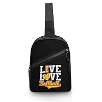Live Love Softball Sling Backpack Crossbody Shoulder Bag Casual Chest Bag Travel Hiking Daypack