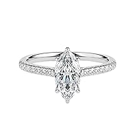 Riya Gems 3 CT Marquise Moissanite Engagement Ring 10K 14K 18K Solid Gold Moissanite Diamond Ring 925 Sterling Silver Solitaire Engagement Ring Wedding Ring Women