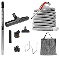 Central Vacuum Accessory Kit, 30ft low-voltage hose with Anti kinking Technology:360 swiveling end-cuff and handle, on/off switch at the handle, 12