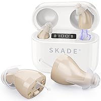 [Upgraded] SKADE Hearing Aids for Seniors Rechargeable with Noise Cancelling, Nano 8-Channel Digital Hearing Amplifier, LED Display with One Week Backup Power, PSAP Personal Sound Amplification(Beige)