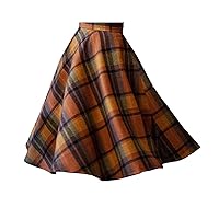 Autumn and Winter Comfortable, Simple and Fashionable Temperament, high-Waist Umbrella Skirt, Retro Plaid Woolen Cloth