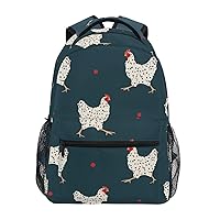 ALAZA Hen Blue Backpack for Women Men,Travel Trip Casual Daypack College Bookbag Laptop Bag Work Business Shoulder Bag Fit for 14 Inch Laptop