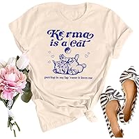 SFHFY Cat Shirts for Women Cat Lover Shirt Vintage Letters Concert Summer Country Music Fans Gift Tee Top