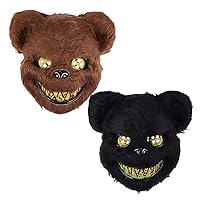 BESTOYARD 2pcs Halloween Bear Mask Creepy Bloody Bear Costume Prop Masquerade Cosplay Halloween Party Favor Black Brown