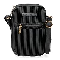 Pepe Jeans Aurora Shoulder Bag Mobile Holder Black 11x17.5x2.5 cm Synthetic Leather