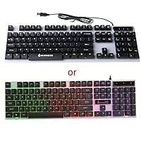 Mechanical Gaming Keyboard,MingSheng USB Computer Wired Keyboard Colorful Backlit Game Rainbow Glow Floating Button(Black)