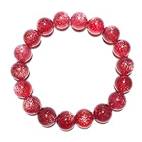 Genuine Natural Red Ice Strawberry Quartz Star Light Crystal Clear Round Beads Women Bracelet 7-12mm AAAAA