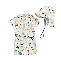 Newbgclo Infant Baby Boy Girl One Piece Swimsuit Long/Short Sleeve Zipper Bathing Suit Toddler Rash Guard Swimwear Sunsuit