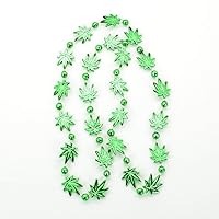 Pot Leaf Bead Necklaces Green Pack of 12 Green Plastic - 33 Inches