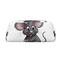 Grey Rat Print Pencil Bag Big Capacity Pencil Bag Wide-Opening Pencil Pen Case