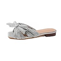 Summer Women's Sandals Shoes Square Heeled Party Casaul Woman Slides Big Size 35-43 Holiday Slippers (Color : Silver, Size : 40 EU)