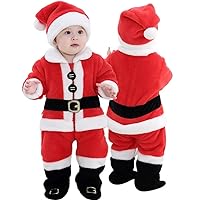 Baby Santa Costumes 4PCS Unisex Infant Christmas Outfits For Girls' Boys' （2-6Months）