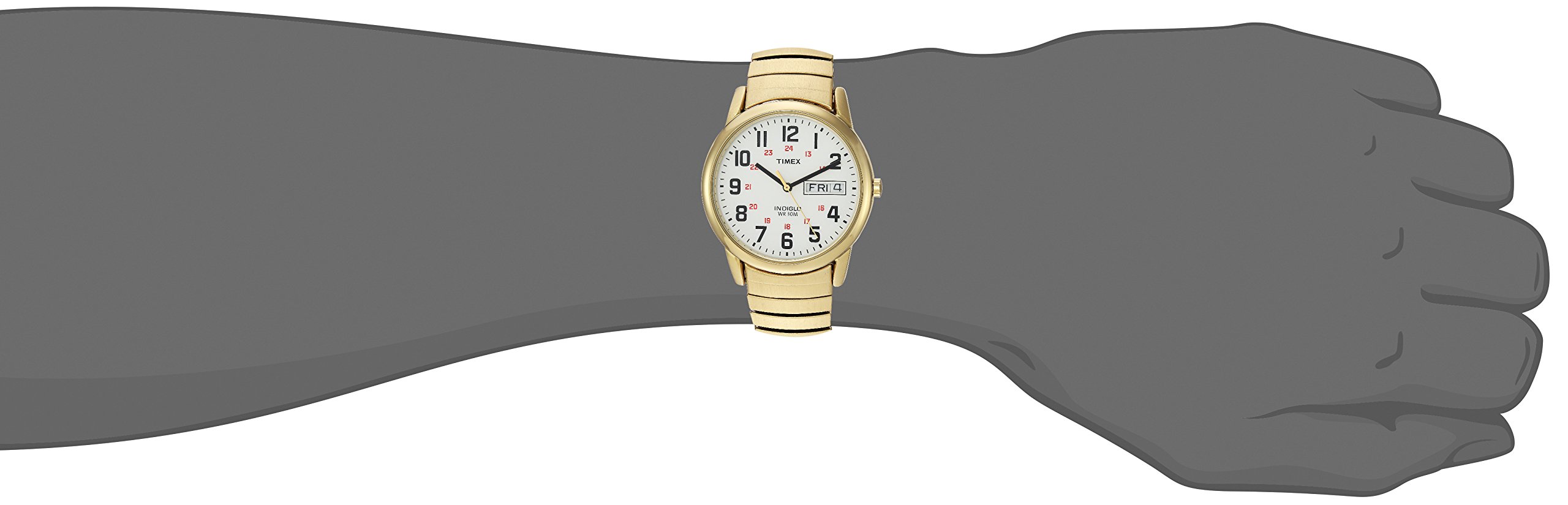 Timex T2N092 Easy Reader 35mm Gold-Tone Extra-Long Stainless Steel Expansion Band Watch