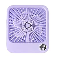 table Fan Battery Operated, Portable Rechargeable 180° Tilt Foldable Desk Fans with LED Power display 5 speed and quiet operation for Home Offices Travel Outdoor (Purple)