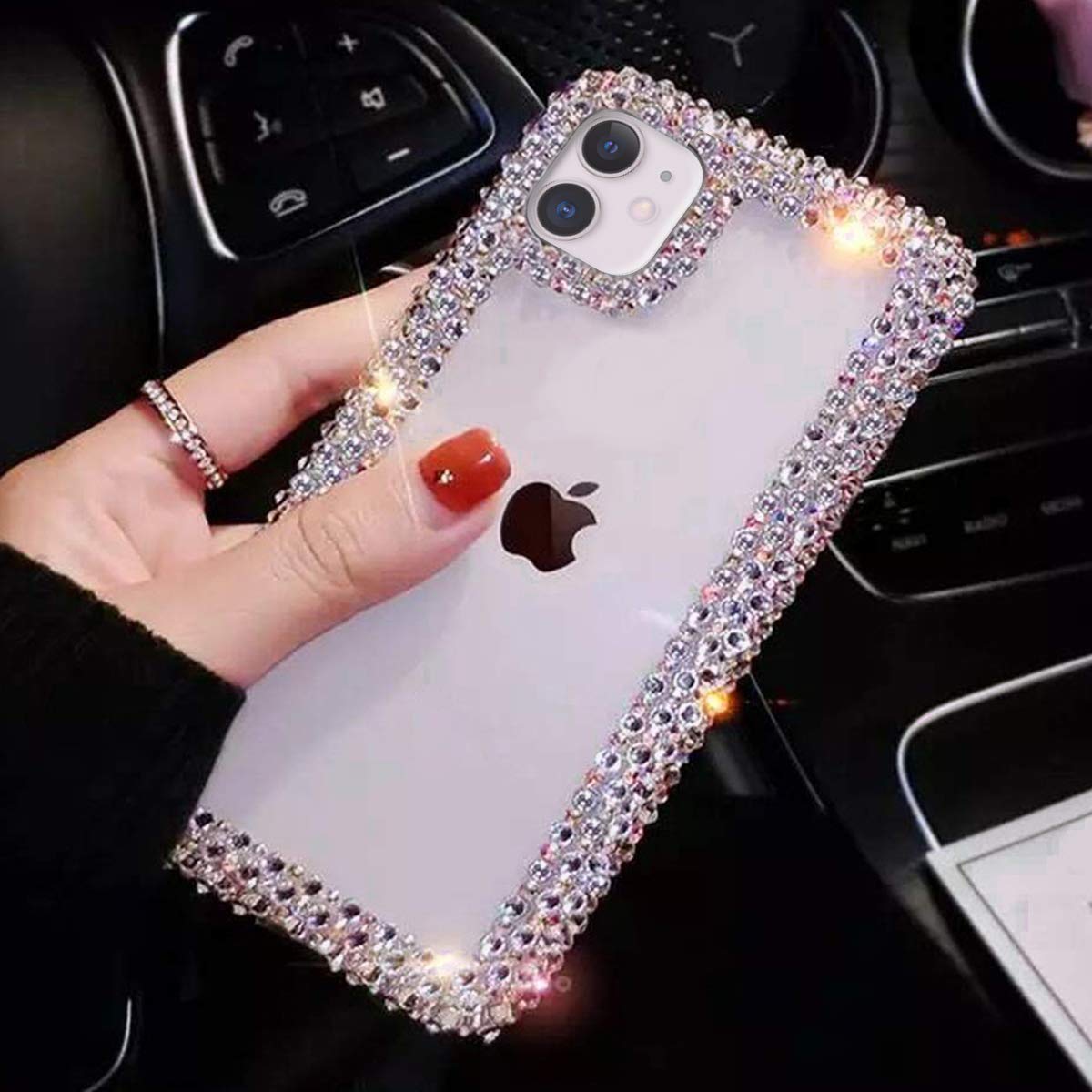 BONITEC Jesiya for iPhone 11, 3D Glitter Sparkle Bling Case Luxury Shiny Crystal Rhinestone Diamond Bumper Clear Protective Cover Clear for Women