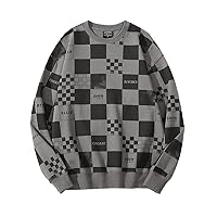 Plaid Hoodie Sweatshirt Men Checkerboard Print Pullover Tops Hoody Male Autumn Casual Korean Streetwear Hip Hop