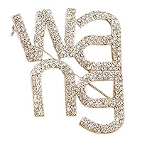 Rhinestone Brooch Pin Sparkly Wang Letter Brooch Shawl Pins Retro Clothing Decorative Accessories Fashion Jewelry Gift