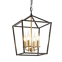 4-Light Black and Gold Farmhouse Chandelier, 12