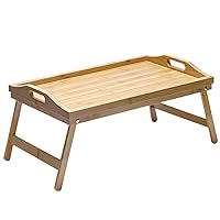 Bed Tray Table, Foldable Breakfast Tray with Legs, Multipurpose Lap Tray, Bamboo Bed Tray Table, Breakfast Tray for Sofa, Snack Tray for Bed, Stable Food Tray for Bed