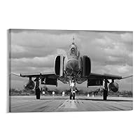 F-4 Phantom II Fighter Military Aircraft Bomber Black And White Picture Retro US Navy Air Force Avia Canvas Wall Art Prints for Wall Decor Room Decor Bedroom Decor Gifts 16x24inch(40x60cm) Frame-sty