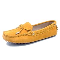 Womens Hiking Strappy Bowknot Suede Leather Driving Walking Loafers Shoes Multi Colored