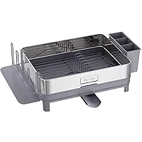 IBUYKE Stainless Steel Dish Drying Rack,Rust Resistan Dish Racks for Kitchen Counter,Dish drainers with 360° Rotatable Spout and Removable Flatware Caddy,Silver Gray TDS002G