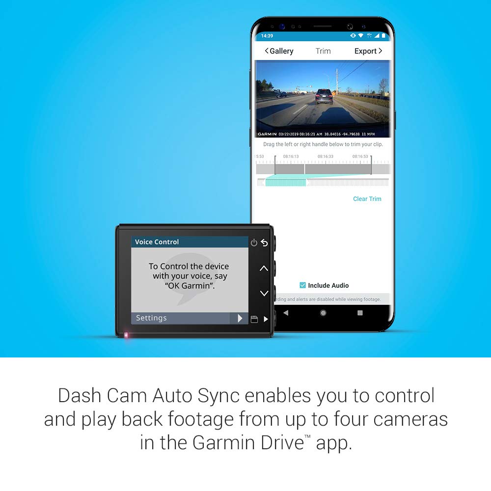 Garmin Dash Cam 66W, Extra-Wide 180-Degree Field of View In 1440P HD, 2