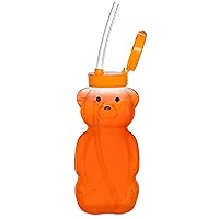 Special Supplies Honey Bear Straw Cup For Baby, 3 Straws, Squeezable Therapy and Special Needs Assistive Drink Container, Spill Proof and Leak Resistant Lid