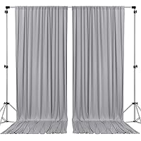 AK TRADING CO. 10 feet x 10 feet IFR Polyester Backdrop Drapes Curtains Panels with Rod Pockets - Wedding Ceremony Party Home Window Decorations - Silver