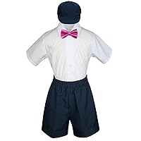 Baby Toddler Boy Wedding Party Suit Navy Shorts Shirt Hat Bow Tie Set Sm-4T