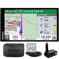 Garmin 010-N2038-02 Drivesmart 65T GPS Navigator (Renewed) Bundle with Dual DC12V/24V Electronic Multifunction Car Socket, Universal Weighted & Deco Gear Hard EVA Case with Zipper