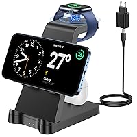 3 in 1 Charging Station Apple Watch and iPhone, Inductive Charging Station Wireless Charger for iPhone 14/13/12/11/Pro Max/XS R/8 Plus, Wireless Charger for iWatch 8/7/6/5/4/3/2/SE, AirPods 3/2/1/Pro