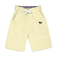 Kids Boys Cotton Linen Cargo Shorts Quick Dry Solid Color Drawstring Jogger Board Shorts