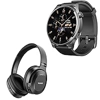 TOZO S5 Smartwatch (Answer/Make Calls) Sport Mode Fitness Watch, Black + HT1 Hybrid Active Noise Cancelling Over Ear Bluetooth Headphones Black