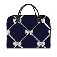 White Bows and Pearls Travel Tote Bag Large Capacity Laptop Bags Beach Handbag Lightweight Crossbody Shoulder Bags for Office