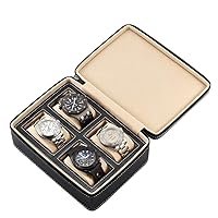 FANCUF 4 Slots Leather Watch Box Bracelet Necklace Storage Organizer With Zipper Classic Multi-functional Bracelet Display Case (Color : D)