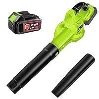 Cordless Leaf Blower, Leaf Blower Cordless with Battery and Charger, 3.0Ah Battery Powered Leaf Blowers Handheld Electric Blowers for Lawn Care, Patio, Snow, Dust, Blowing Leaves (Green)