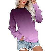 Womens Sweatshirts Crewneck Loose Fitting Tops Long Sleeve Color Block Casual Lightweight Shirts Pullover Blouses